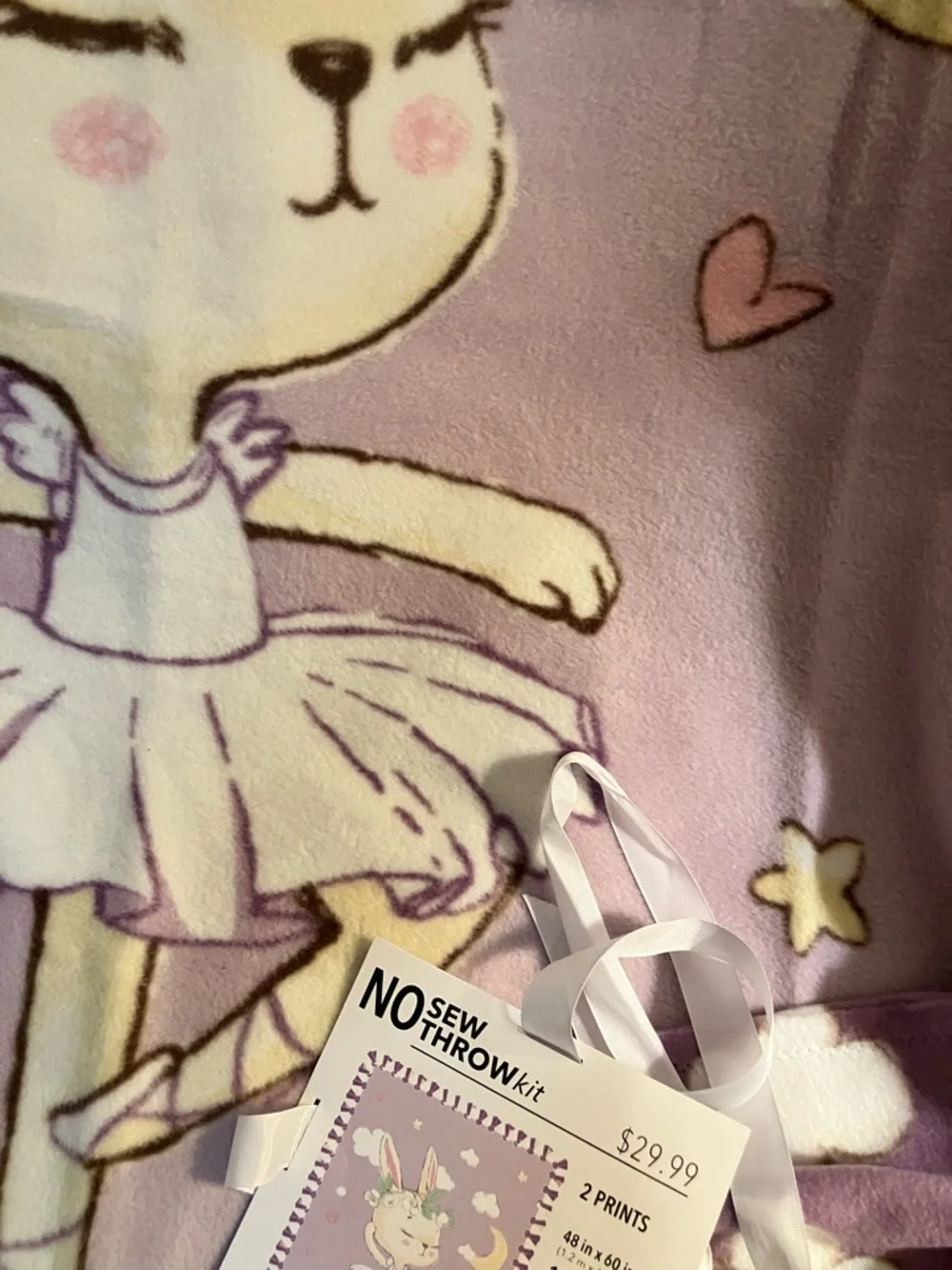 Lilac Bunny Ballerina Kids Dance Blanket Set Soft Lavender Bedding Accessory